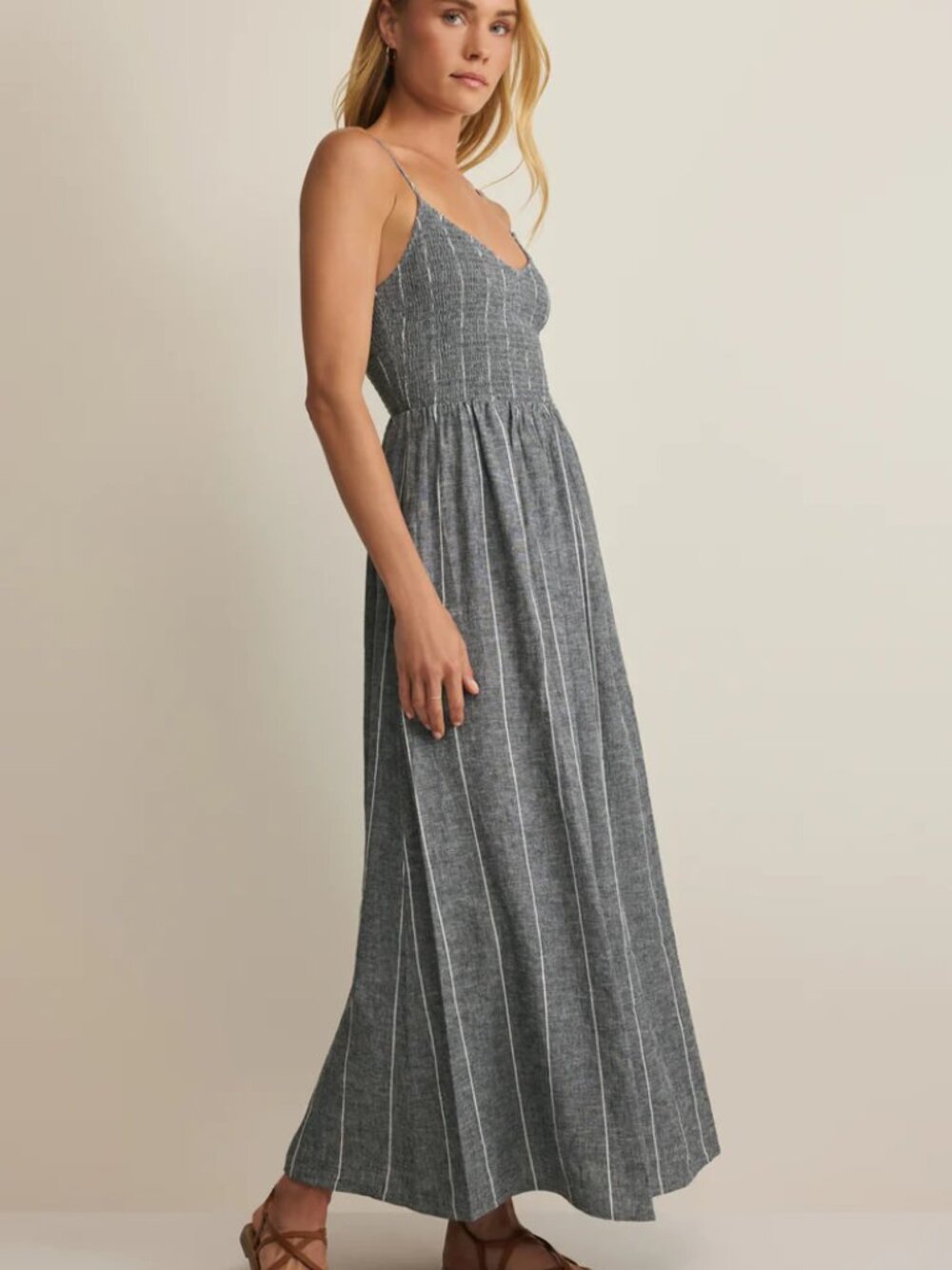 NWT - Z Supply Romy Striped Linen Maxi Dress - Size S - Eclipse - Picture 4 of 10